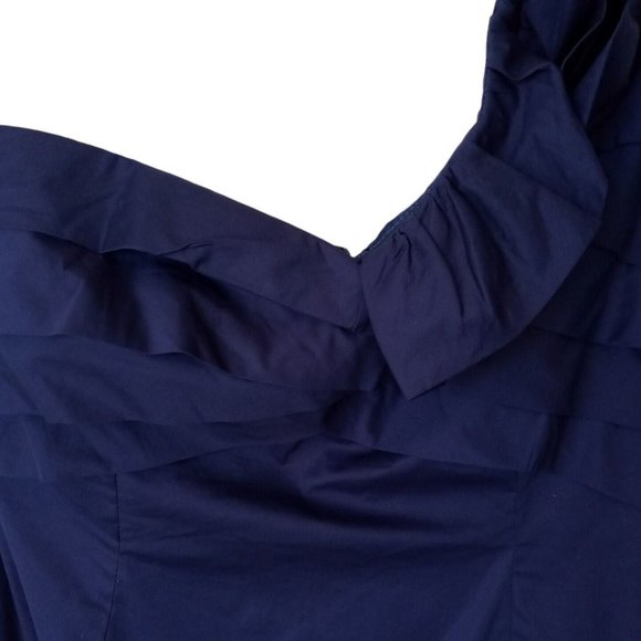 Miss Minuet Navy Dress Juniors Large Ruffled Strap Pleating Dance/Prom/Party EXC - Picture 4 of 11